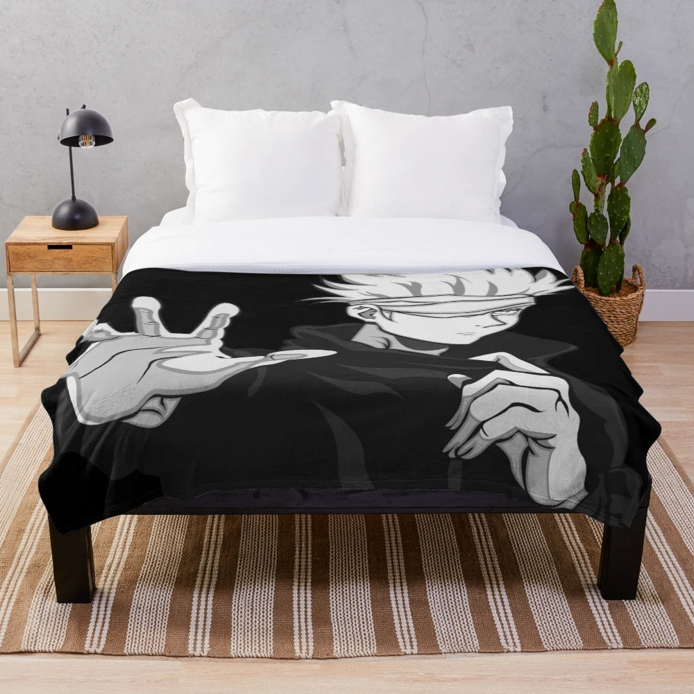 Gojo Satoru anime character plush blanket