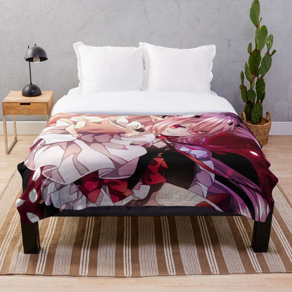 Anime plush blanket with Krul Tepes character from Seraph of the End