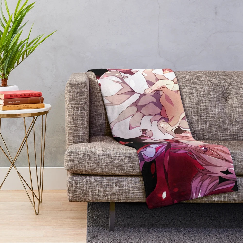Anime plush blanket with Krul Tepes character from Seraph of the End