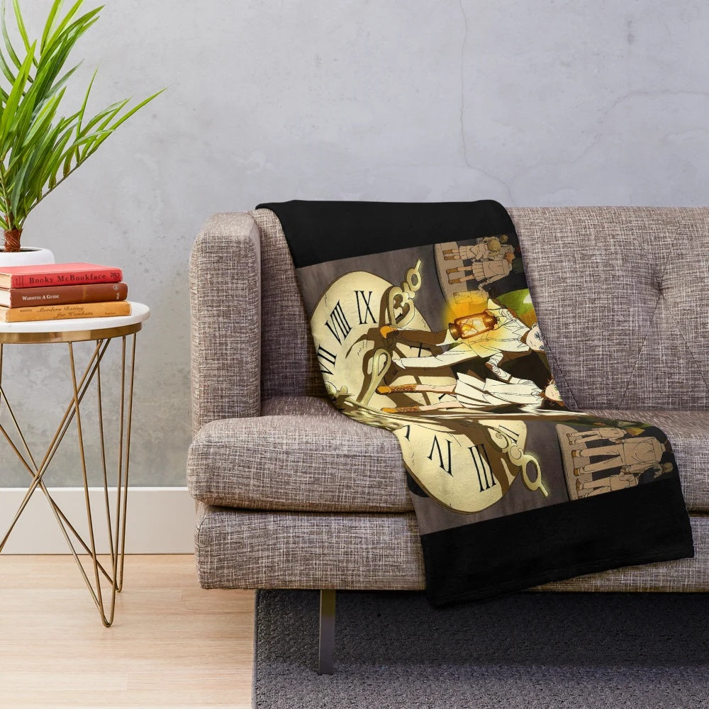 Anime-themed plush blanket featuring characters from the popular series The Promised Neverland