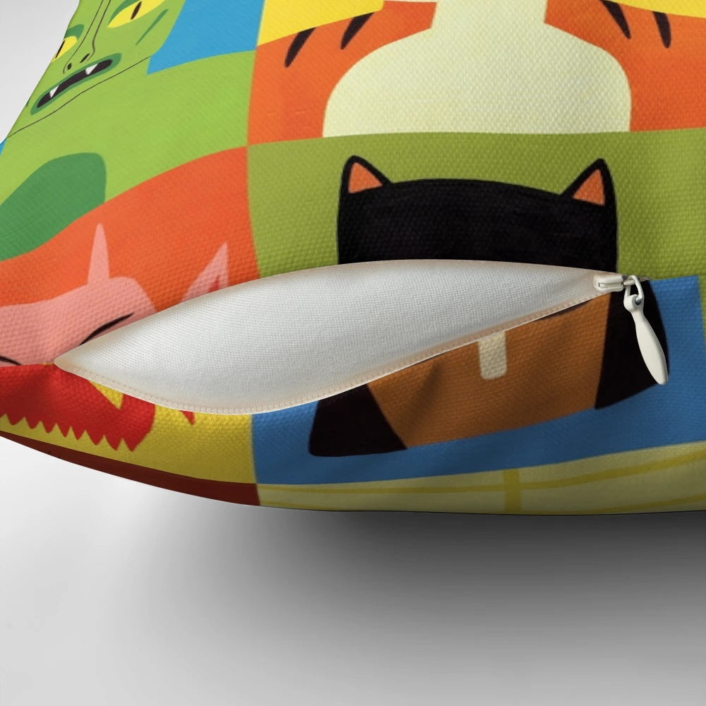 Animen Pillow featuring a blend of animal, supernatural, and mythical creature designs