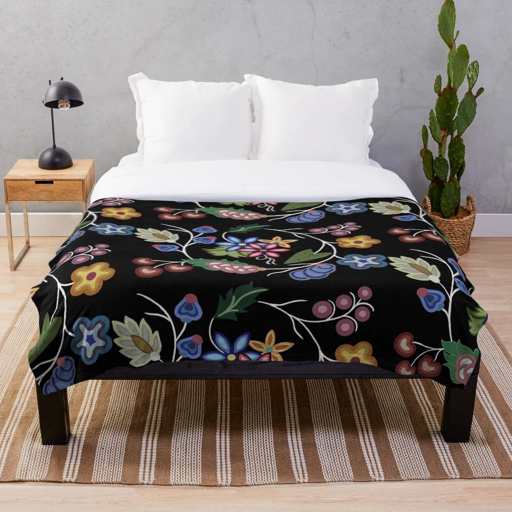 Anishnawbe inspired plush blanket with native american design