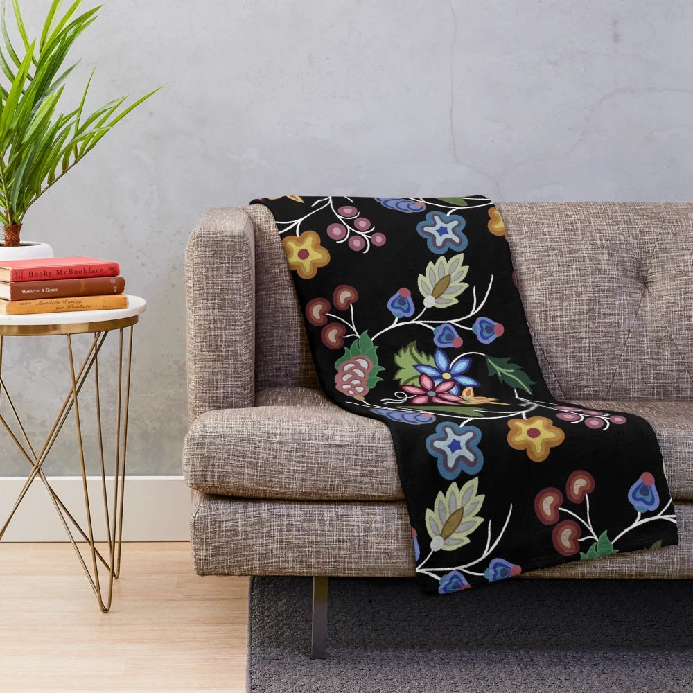 Anishnawbe inspired plush blanket with native american design