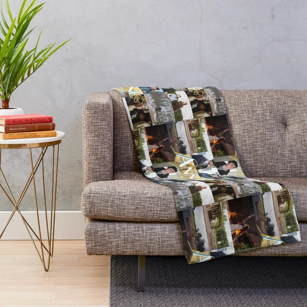 Cozy plush blanket featuring a collage design inspired by the Netflix series Anne with an E
