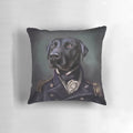 Artistic portrait of an anthropomorphized black labrador dog