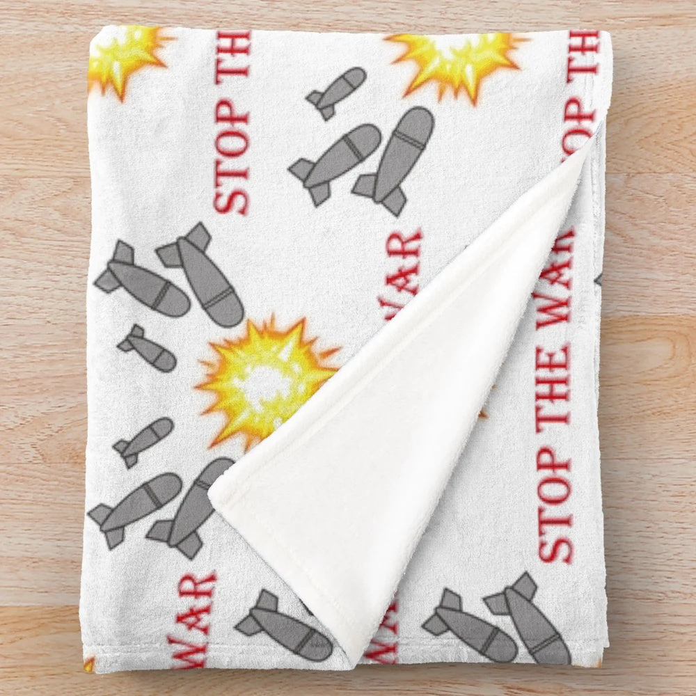Cozy anti-war plush blanket with soothing peace symbol design