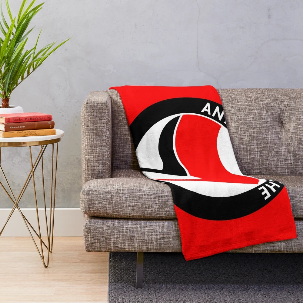 Antifaschistische Aktion inspired plush blanket featuring the iconic symbol