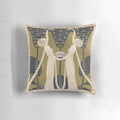 Vintage art nouveau style pillow with women, flowers, and gold details