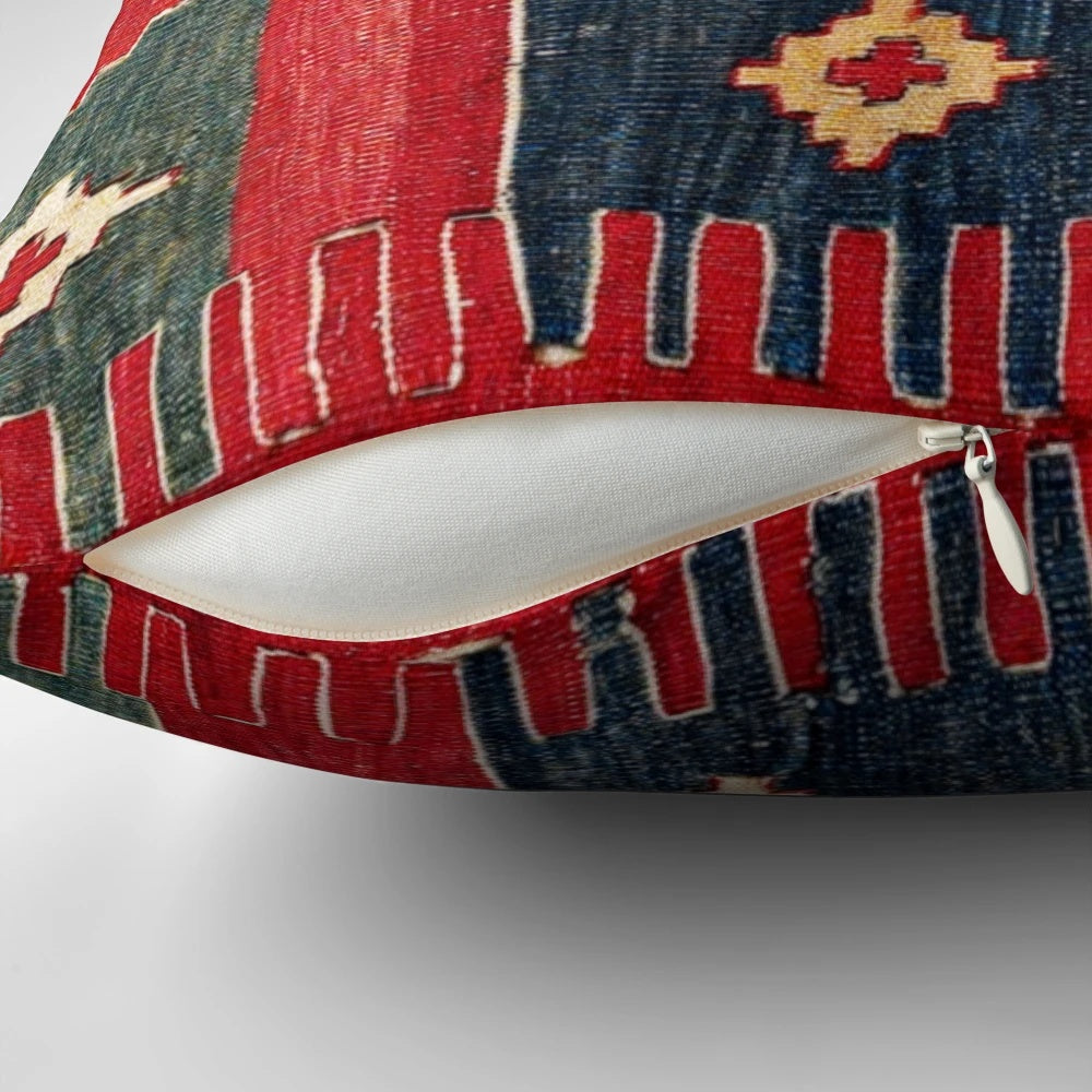 Handcrafted Antique Balikesir Turkish Kilim Print Pillow by Yüncü