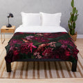 Antique botanical flower plush blanket with floral and night garden design