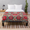 Plush blanket with Uzbek embroidery and suzani pattern