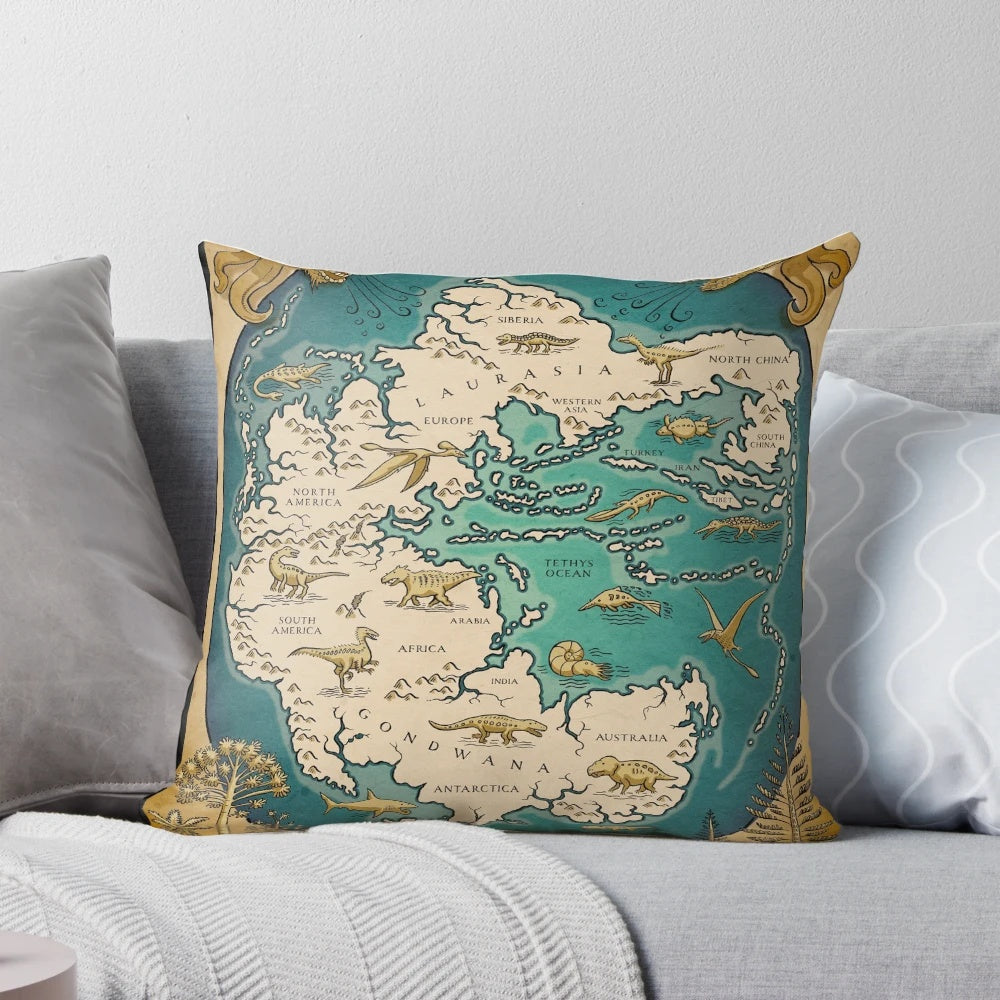 Antique-style map of the Pangaea supercontinent, showing the Triassic-era landmasses of Laurasia and Gondwana.
