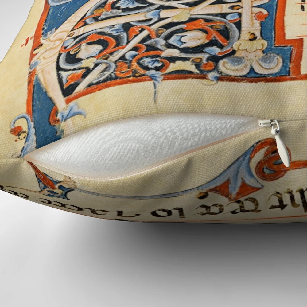 Antique medieval musical manuscript pillow featuring Gregorian chant sheet music