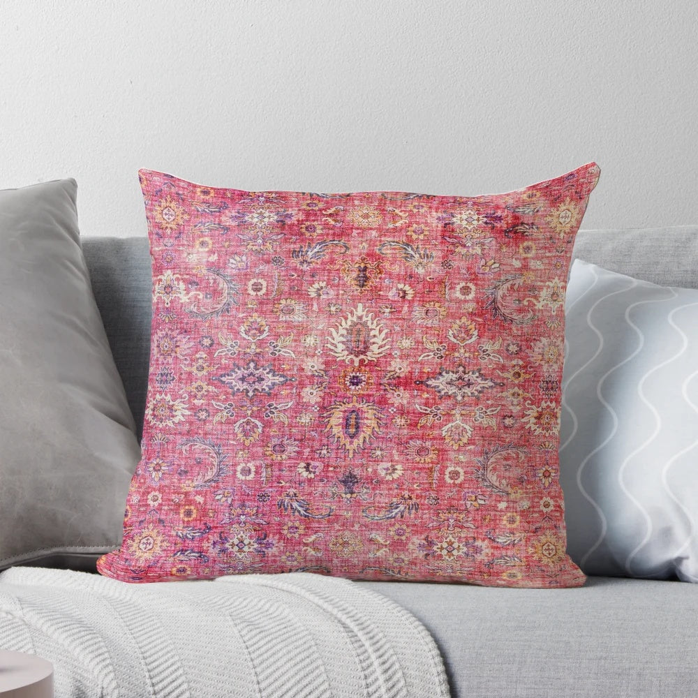 Antique Moroccan-style traditional oriental bohemian pillow with intricate patterns and vintage aesthetic