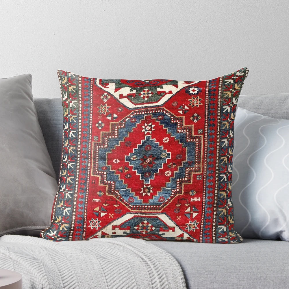 Antique Oriental medallion tribal rug print decorative throw pillow