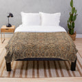 Antique Persian-Inspired Plush Blanket with Kirman Rug Design