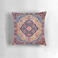 Antique Persian rug inspired pillow with geometric, ethnic, and nature-inspired patterns.