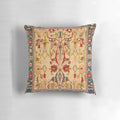 Antique Persian rug print decorative pillow with floral and geometric patterns