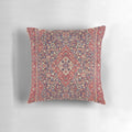 Antique Persian silk carpet print pillow with a floral and medallion design