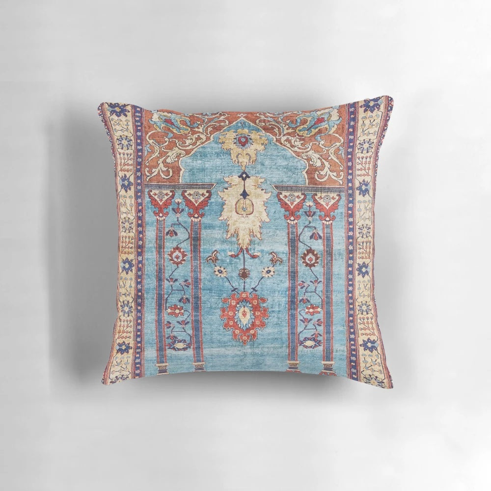 Antique Persian-style floral design decorative throw pillow