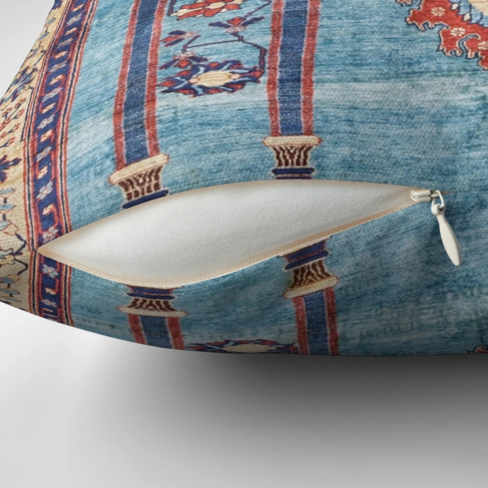 Antique Persian-style floral design decorative throw pillow