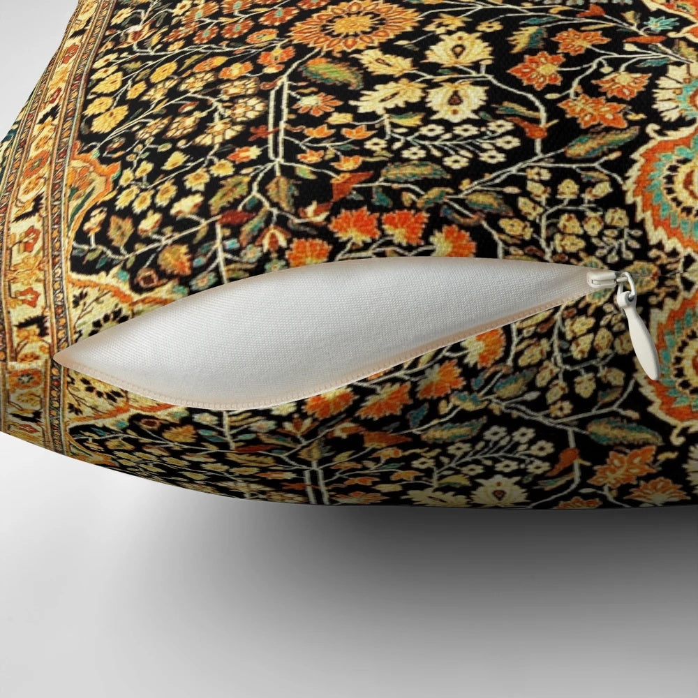 Antique Persian-style floral medallion design throw pillow