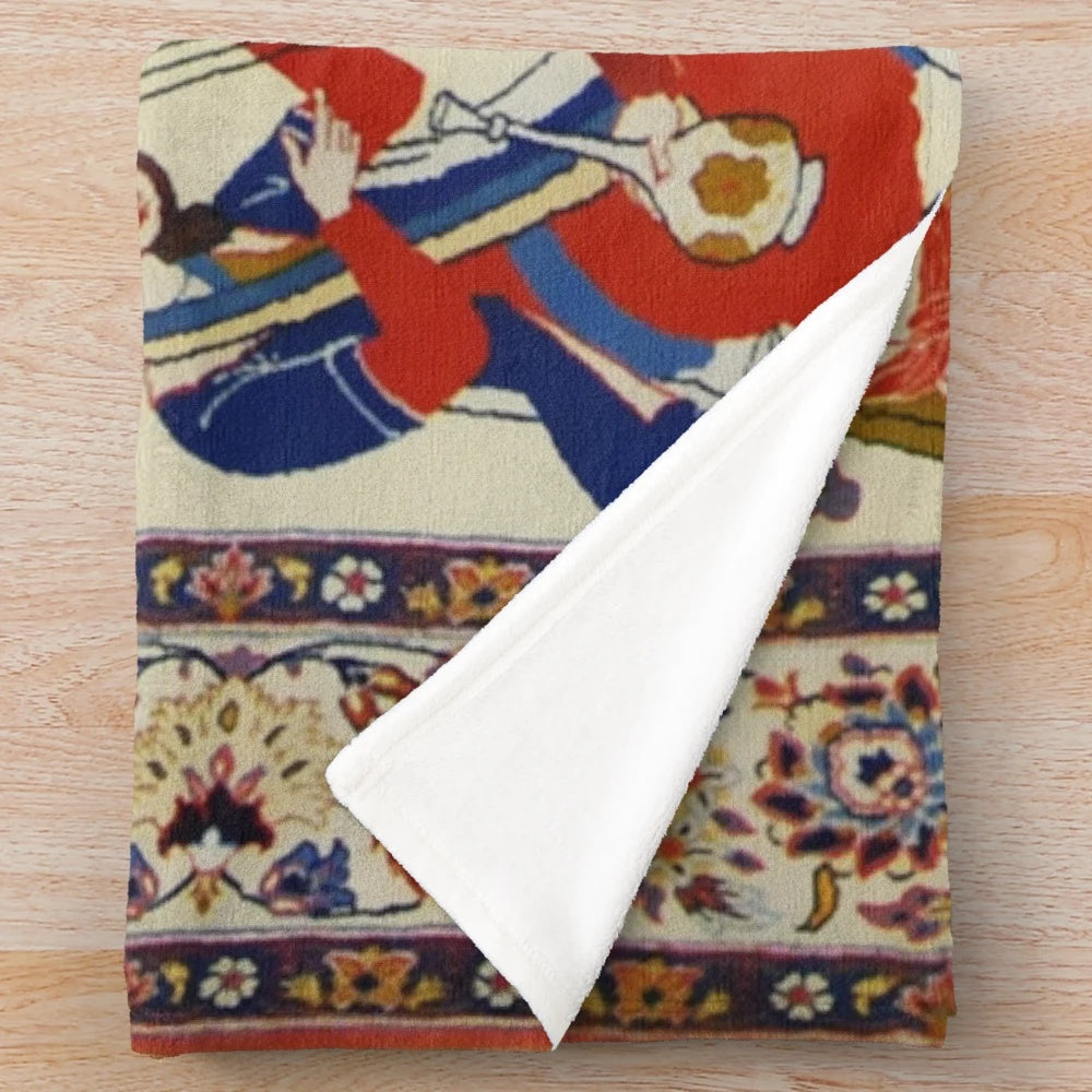 Antique Persian-style Isfahan rug inspired plush blanket