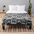 Antique Scandinavian tapestry plush blanket featuring a medieval bestiary of legendary animals including lions, unicorns, and deer