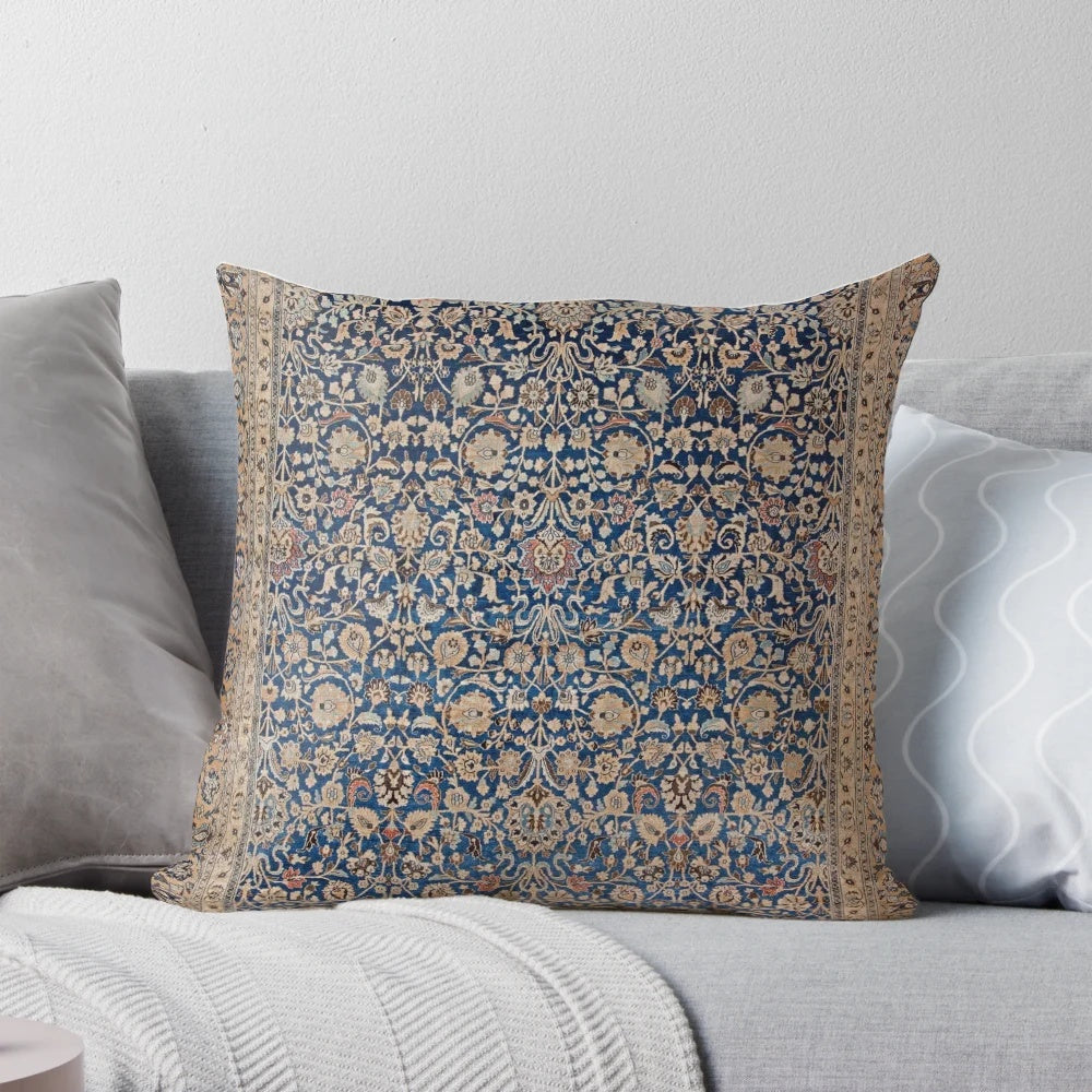 Antique style Tabriz Persian rug print decorative throw pillow