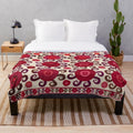 Antique Suzani Embroidery Print Plush Blanket