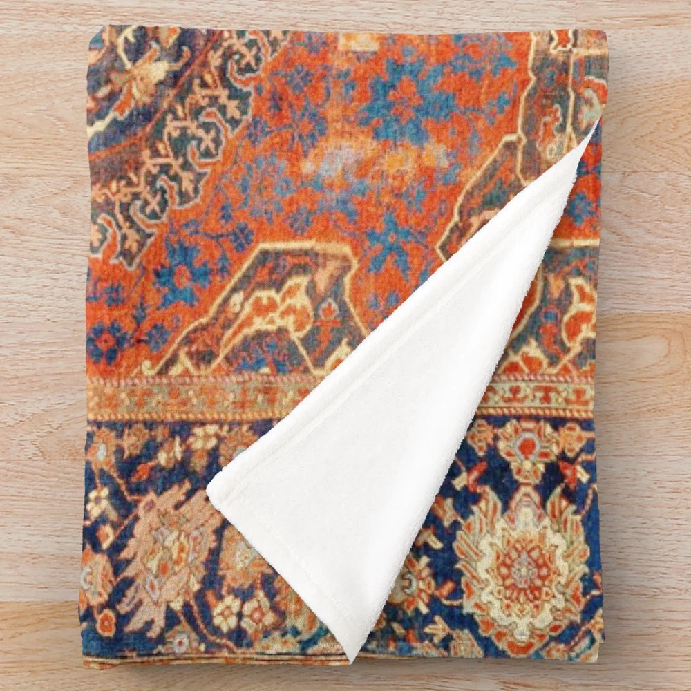 Decorative antique turkish carpet print plush blanket