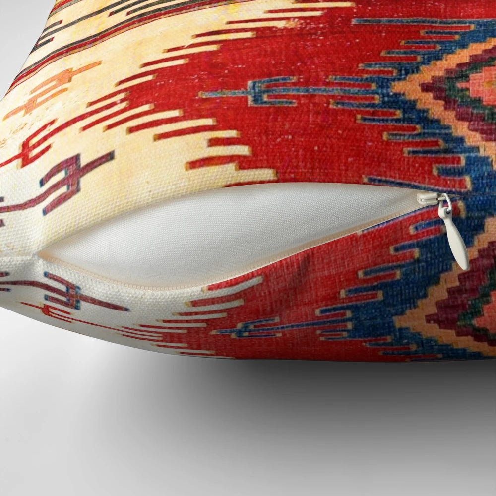 Handcrafted Antique Turkish Kilim Print Throw Pillow