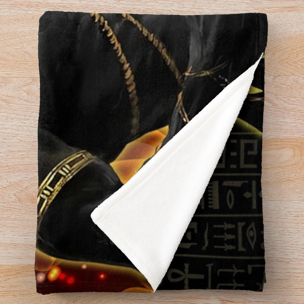 Anubis Bastet Plush Blanket featuring ancient Egyptian mythology