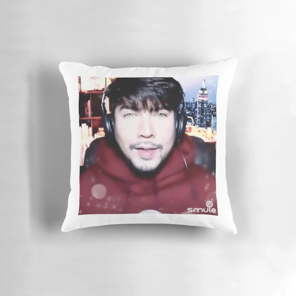 Anuc7777 Pillow featuring a smule, christmas, funny meme, and handsome design