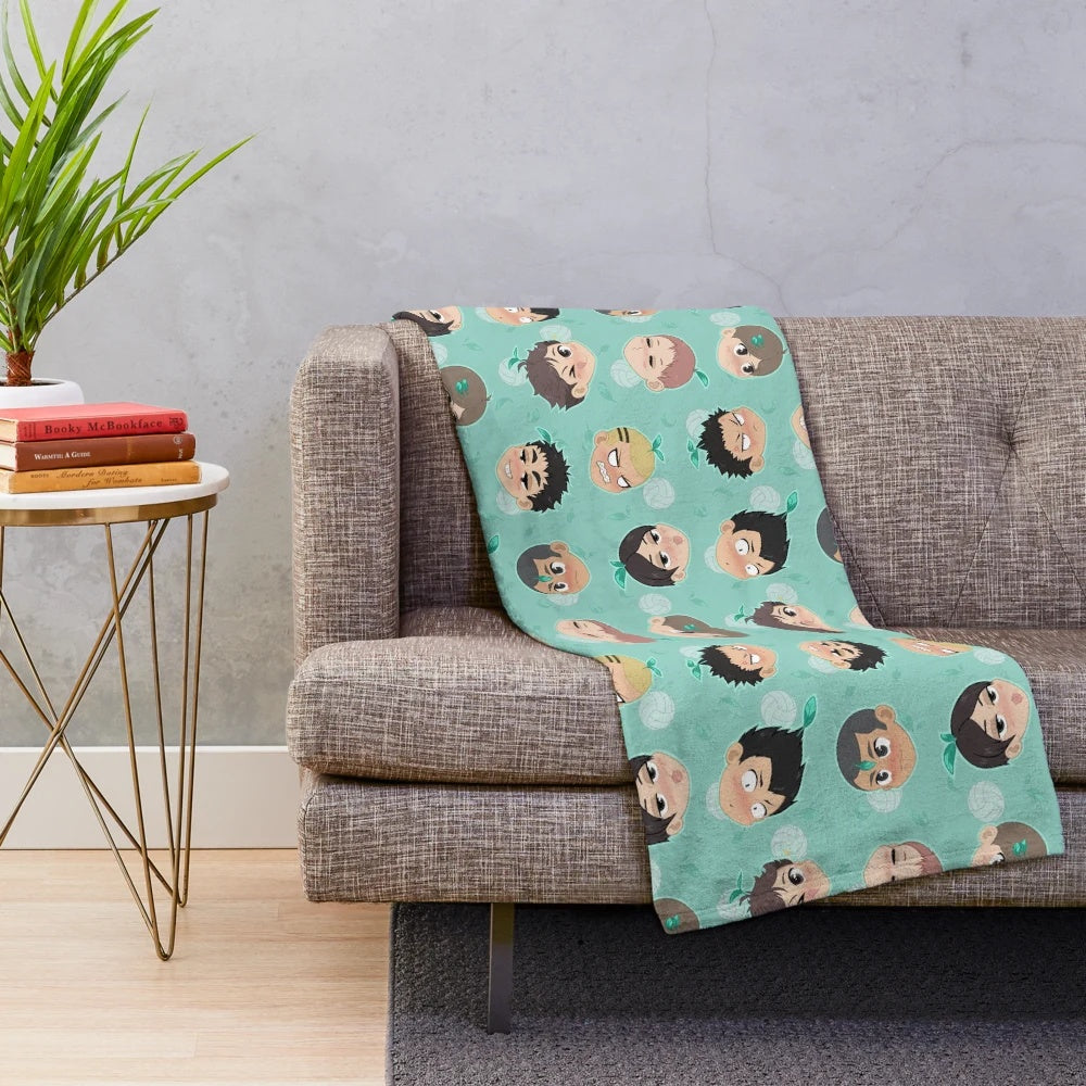 Seijoh team pattern plush blanket featuring characters from the anime series