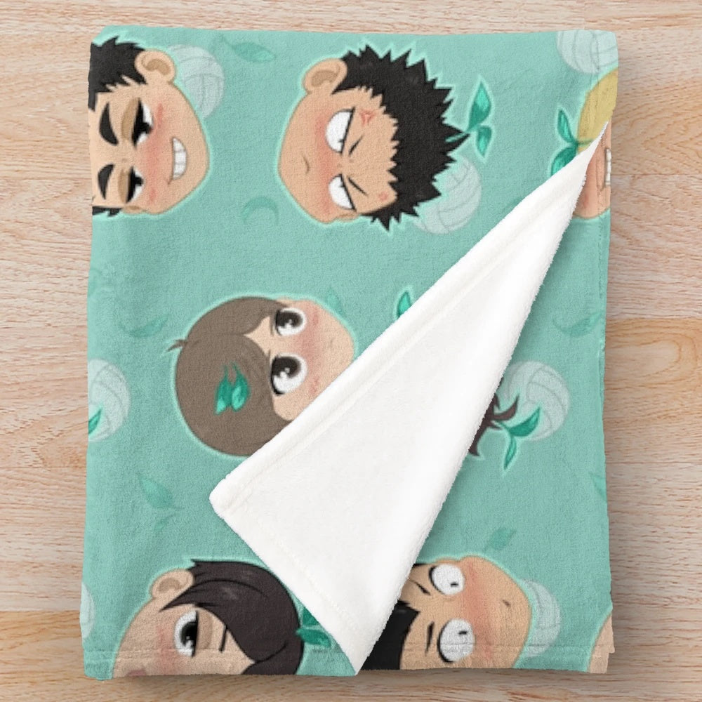 Seijoh team pattern plush blanket featuring characters from the anime series