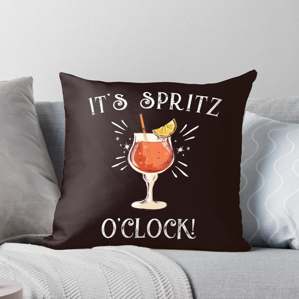 Decorative throw pillow with Aperol Spritz design, perfect for Italian-themed home decor