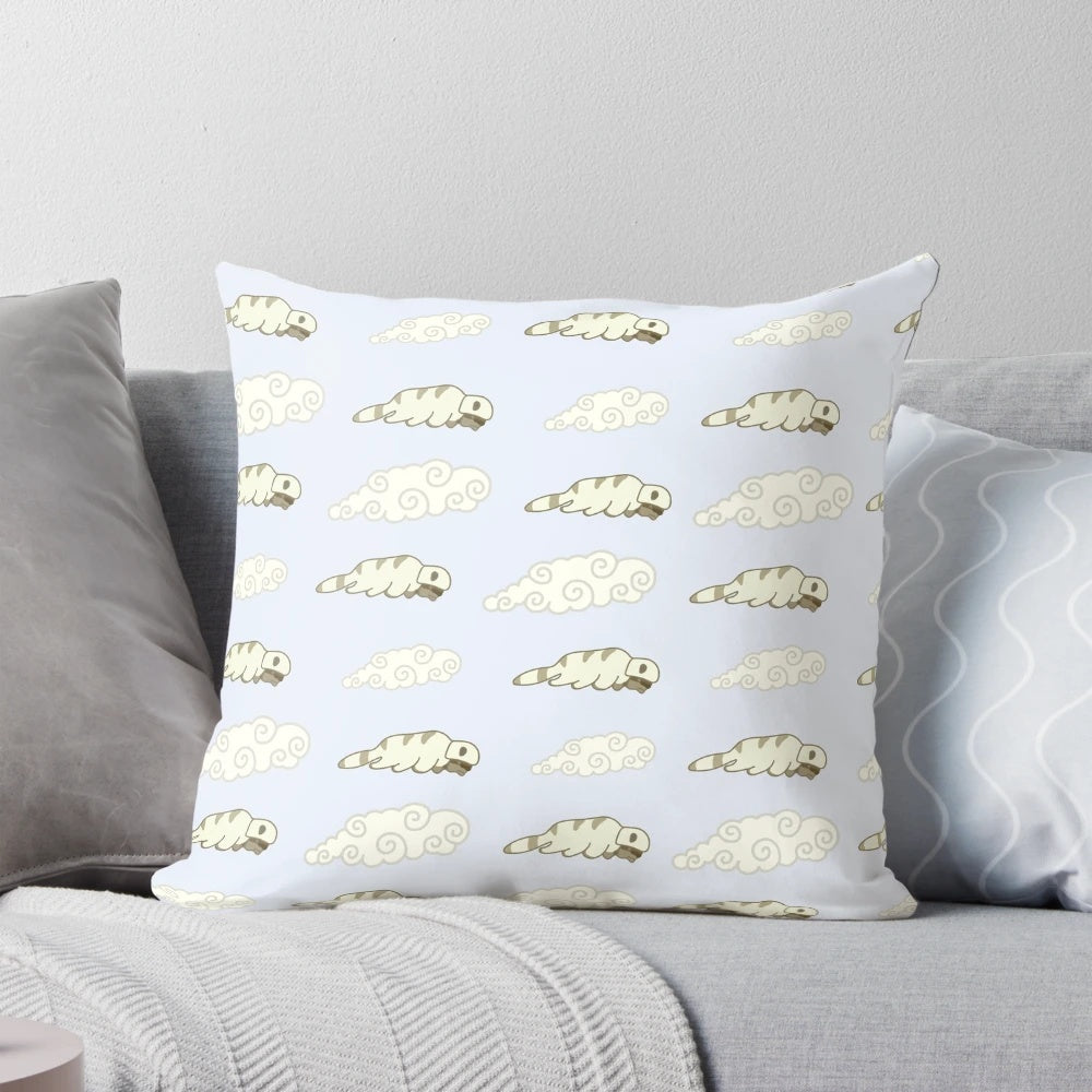 Appa and Avatar-themed clouds design printed on a soft, plush pillow.