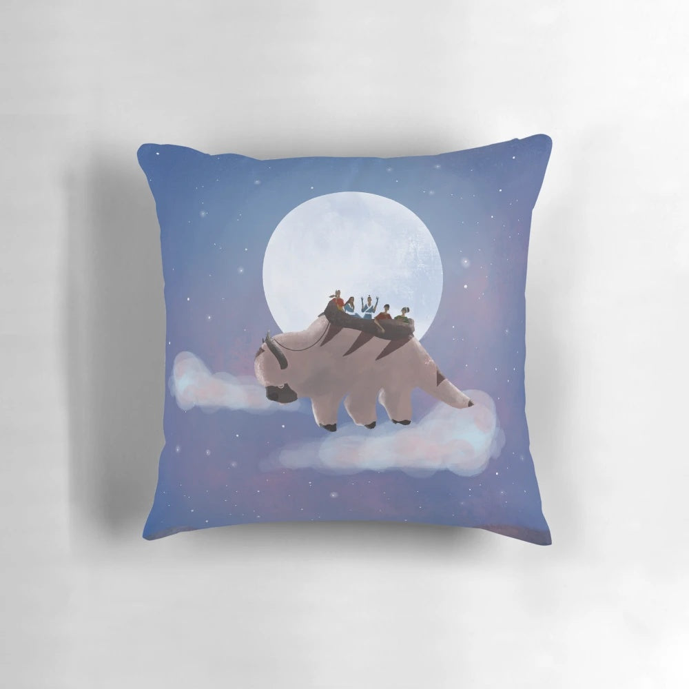 Appa and the Avatar gang under the night sky - Plush ATLA-inspired pillow