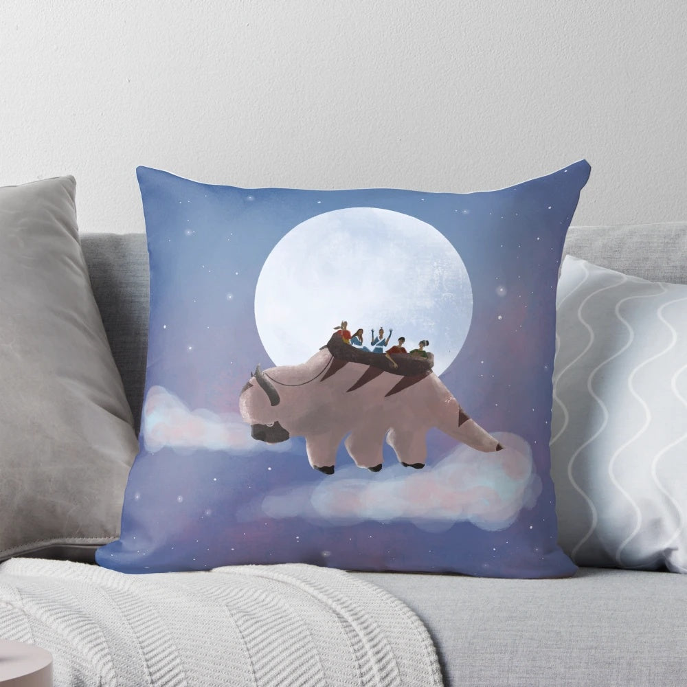 Appa and the Avatar gang under the night sky - Plush ATLA-inspired pillow