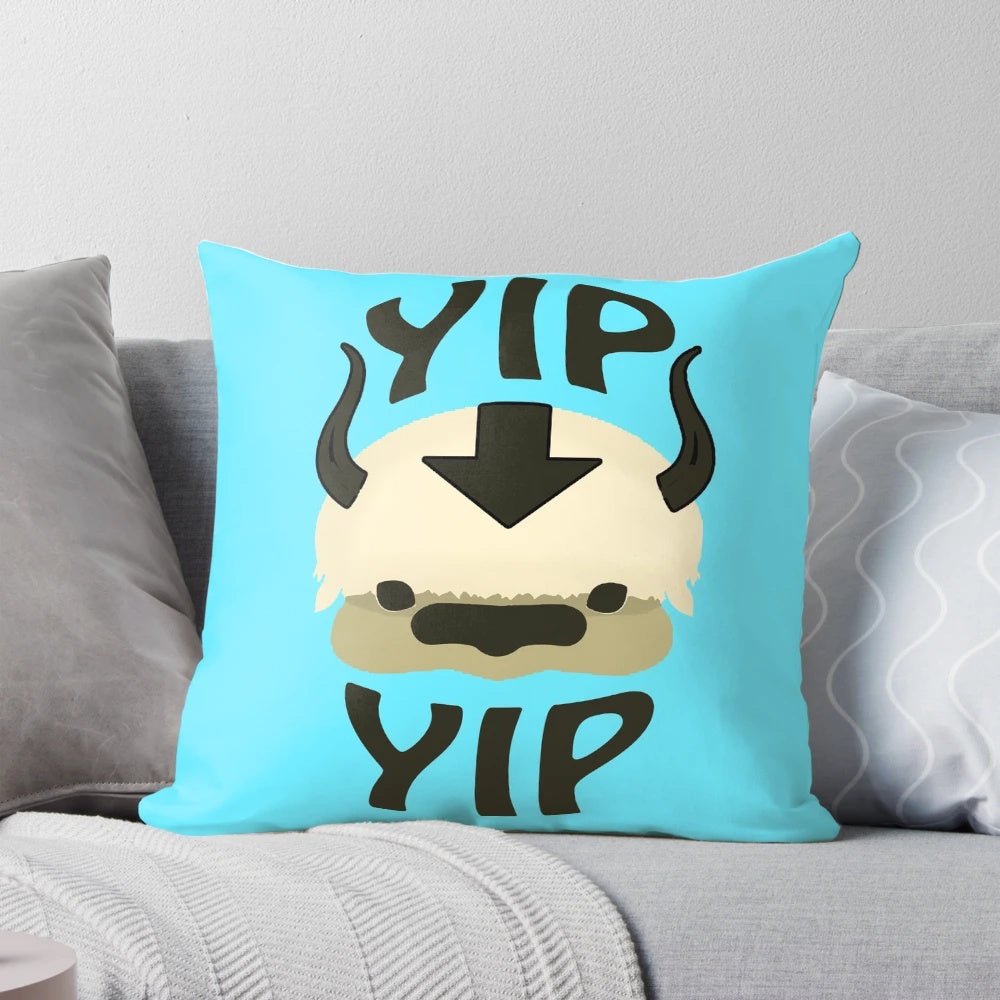 Appa the flying bison from Avatar The Last Airbender on a decorative throw pillow