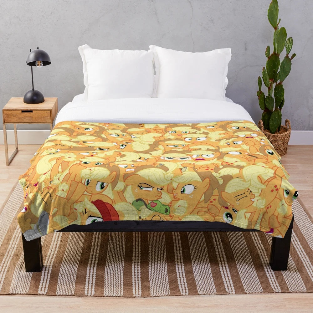 Cozy Applejack-themed plush blanket for my little pony fans