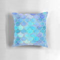 Aqua and gold mermaid scale pattern decorative pillow