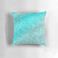 Aqua teal ocean glam pillow with shimmering glitter accents, creating a magical and tropical vibe.