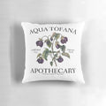 Aqua Tofana Apothecary Feminist Pillow featuring a bold, feminist design and a message of reproductive rights and women's empowerment.