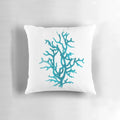 Aquamarine coral-patterned accent pillow with a nautical, ocean-inspired design