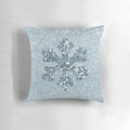 Aquamarine snowflake pillow with a soft, digital art design perfect for winter and holiday home decor