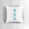 Aquamarine starfish pillow with a nautical, seaside pattern