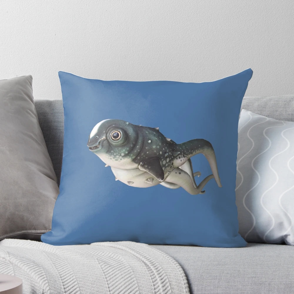 Colorful and cozy pillow featuring a whimsical fish design, perfect for Subnautica enthusiasts