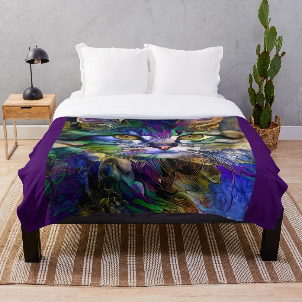Arabelle plush blanket featuring cat paintings by Lea Roche